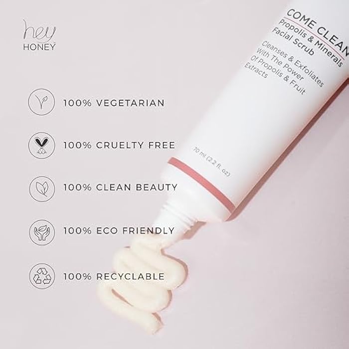 Hey Honey Skincare Propolis and Dead Sea Salt Microdermabrasion Facial Scrub For Sensitive Skin | Non-Abrasive Exfoliating Aimed Brighten Acne Scars, Remove Blackheads & Dead Skin Cells | 2.2 oz - Image 3