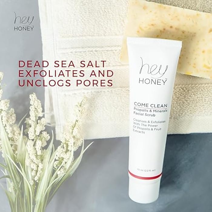 Hey Honey Skincare Propolis and Dead Sea Salt Microdermabrasion Facial Scrub For Sensitive Skin | Non-Abrasive Exfoliating Aimed Brighten Acne Scars, Remove Blackheads & Dead Skin Cells | 2.2 oz - Image 5