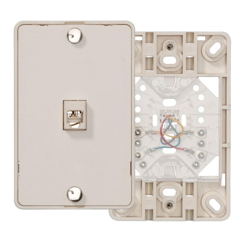 Leviton Telephone Wall Jack 6P4C Screw Terminal 40214T Light Almond