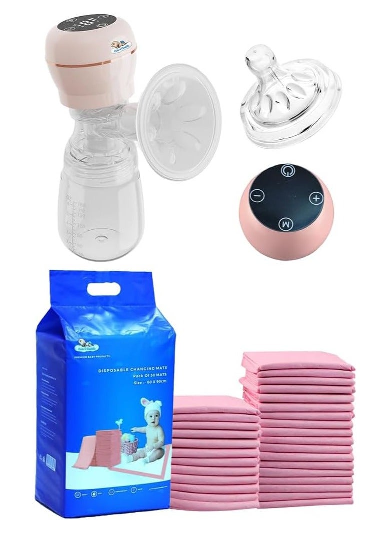 لطف وحضن مضخة حليب كهربائية مع فوط تغيير للأطفال – عبوة 180 قطعة (وردي، 60×90 سم) - Image 1