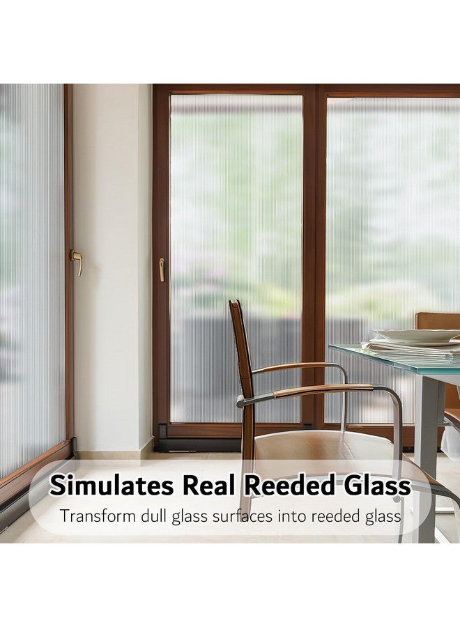 VELIMAX VELIMAX Reeded Glass Privacy Film, Frosted Window Vinyl, 3D Decorative Window Decals Non Adhesive for Bathroom & Living Room, 35.4x78.7 inches  - Image 2