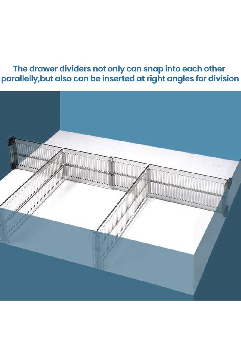 Drawer Dividers Organizers, Expandable from 10-21Inch Kitchen Drawer Organizer, Clear Plastic Drawers Separators, Adjustable Divider with Foam Ends for Clothing, Kitchen Utensils and Office (4 Pack) - Image 5