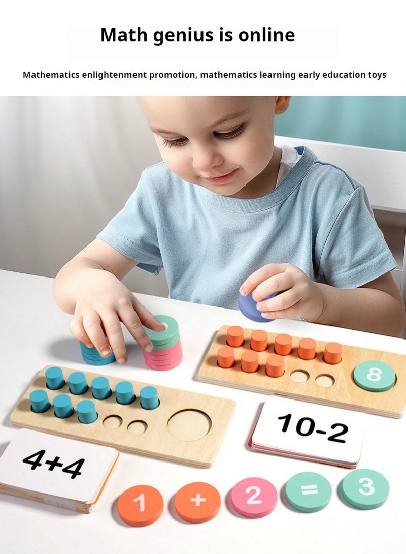 Wooden ten-grid array sense teaching aids addition and subtraction arithmetic counter children's math artifact puzzle Mon's toy - Image 3