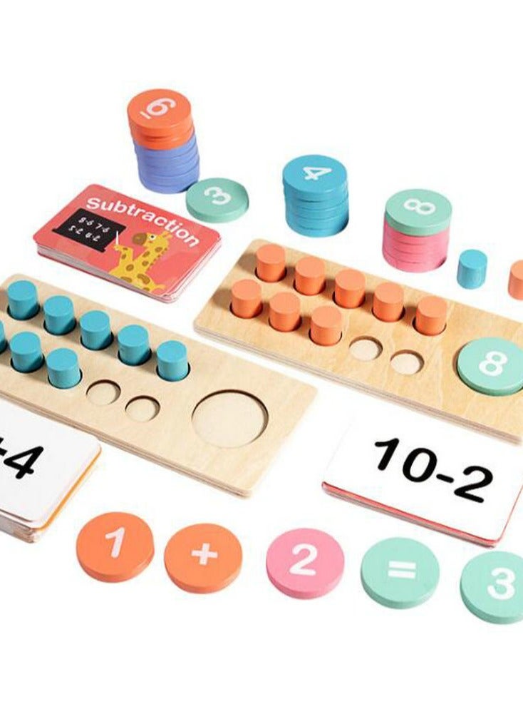 Wooden ten-grid array sense teaching aids addition and subtraction arithmetic counter children's math artifact puzzle Mon's toy - Image 1