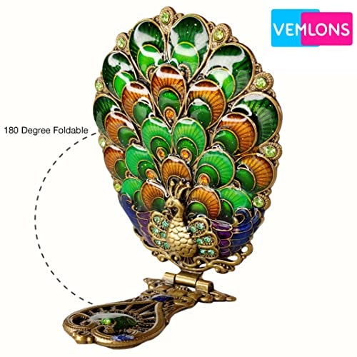 Vemlons Antique Peacock Hand Mirror and Comb Set for Girls - Beautiful Handicraft Compact Mirror - Image 5