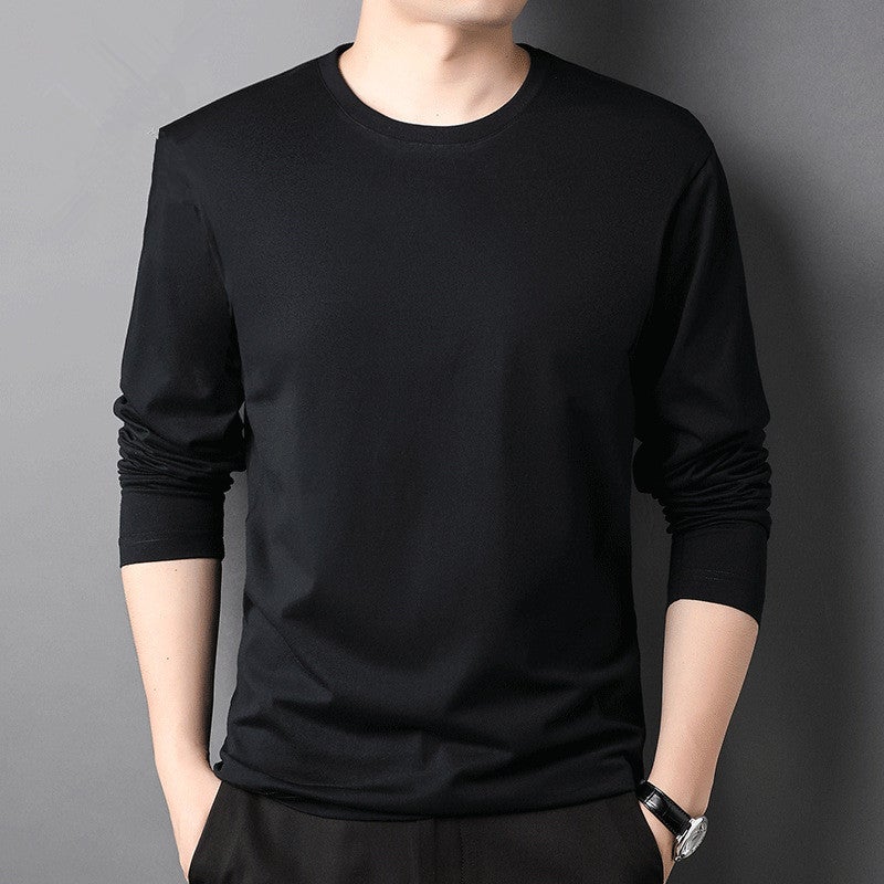 Korean version of the new spring and autumn cotton long-sleeved round-neck T-shirt for male and female students and couples, loose solid color casual simple top - Image 1