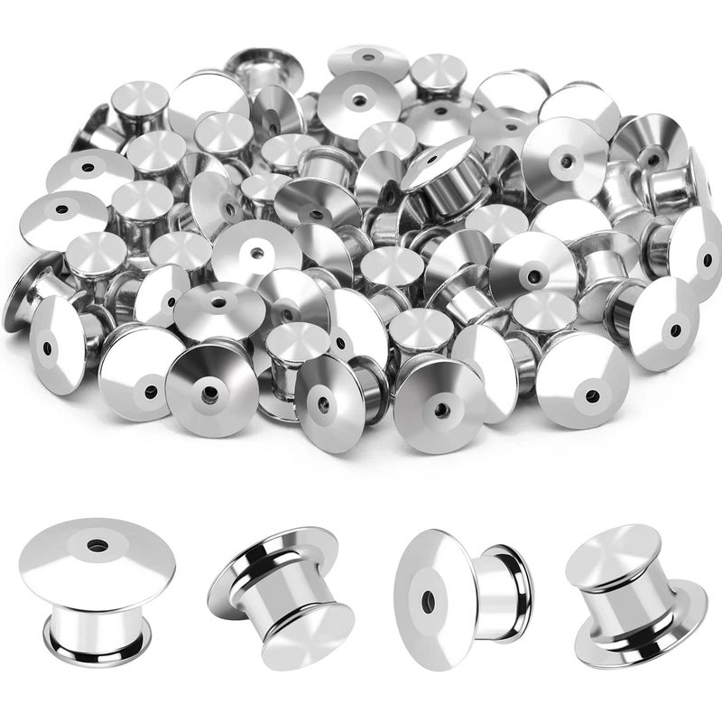 NANMOTUE 40PCS Locking Pin Back Locking Pin Keeper Clasp Metal Pin Backing for Brooch Enamel Lapel Pin Lock