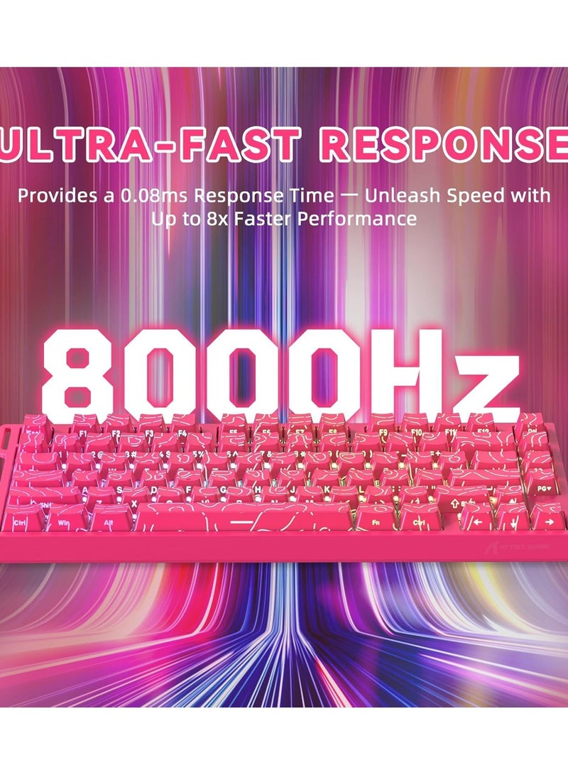 هجوم القرش لوحة مفاتيح الألعاب الميكانيكية السلكية R82HE Rapid Trigger TKL NKRO RGB مع استطلاع 8K ودقة 0.005 مم ومعدل مسح 256 كيلوبت في الثانية و5 طبقات من امتصاص الصوت ومفتاح مغناطيسي بتأثير هول لأجهزة الكمبيوتر الشخصية وأجهزة ماك (Rose Contour) - Image 4