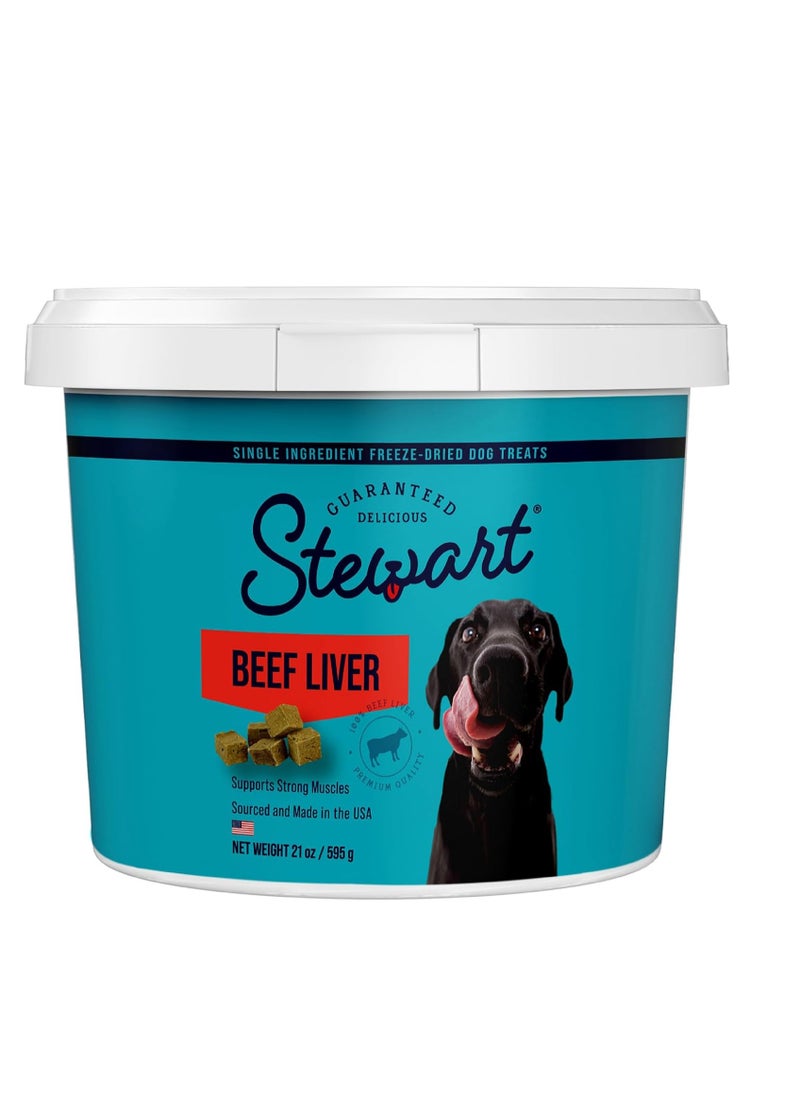 STEWART - Stewart Freeze Dried Dog Treats, Beef Liver, Salmon, Chicken Liver & Chicken Breast, 4 oz, 12 oz, 14 oz, 21 oz, Resealable Tub, Grain Free & Gluten Free, Single Ingredient, Dog Training Treats - Image 1