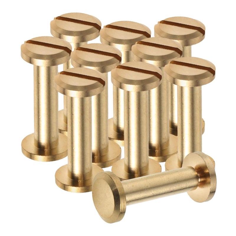 ABOOFAN 10pcs Flat Head Binding Screws Rivets for Fabric Book Binding Kit Scrapbook Binder Bolts with Φ4x15mm Size for Belt Buckle and Leathercraft Fastening - Image 1