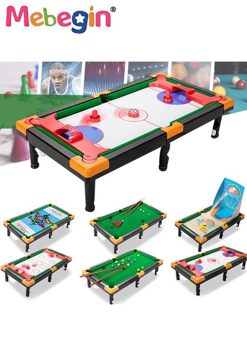 6 in 1 Multi Sports Game Table Set with Accessories, Set of Game Table with 6 Different Enjoyment Included Hockey, Billiards, Basketball and Other Games, Mini Pool Table, Multifunctional Desktop Sports, Great for Teaching Kids Sports Games, Fun Party Games