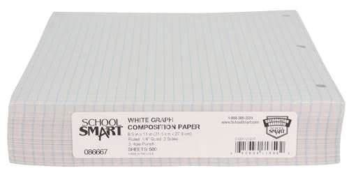 School Smart-86667 Double Sided Grid Paper, 3 Hole Punched, 8-1/2 x 11 Inches, 1/4 Inch Rule, White, Pack of 500 - Image 1