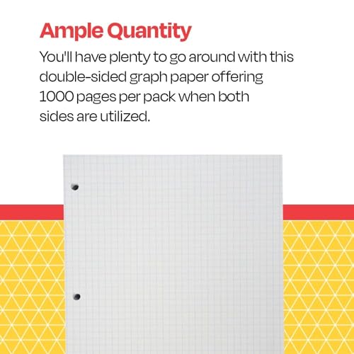 School Smart-86667 Double Sided Grid Paper, 3 Hole Punched, 8-1/2 x 11 Inches, 1/4 Inch Rule, White, Pack of 500 - Image 5