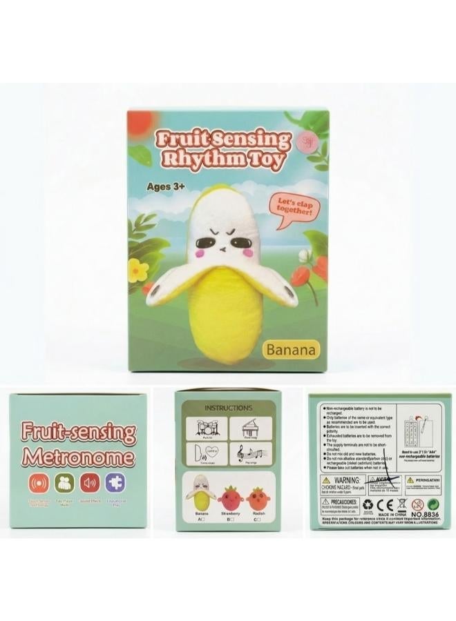 Interactive Musical Plush Toy Fruit Touch and Sensor with 15 Sound Modes and Interaction for 2 Persons - Battery Operated Musical Toy Banana for Kids - Image 4