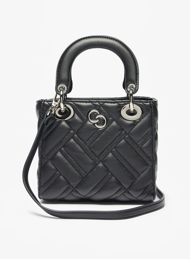 Celeste Women Quilted Tote Bag with Detachable Strap and Flap Closure