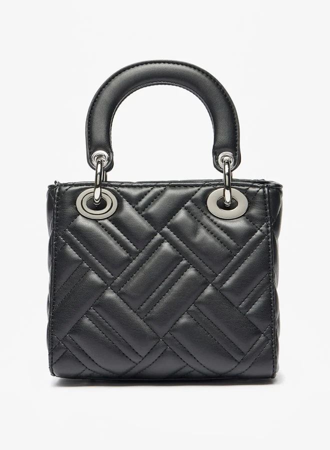 Celeste Women Quilted Tote Bag with Detachable Strap and Flap Closure