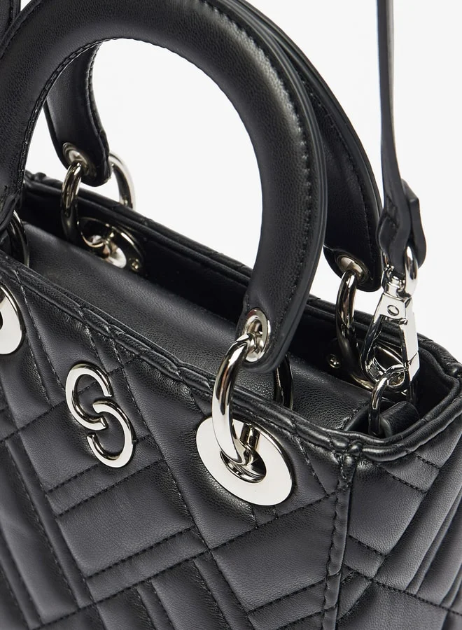 Celeste Women Quilted Tote Bag with Detachable Strap and Flap Closure