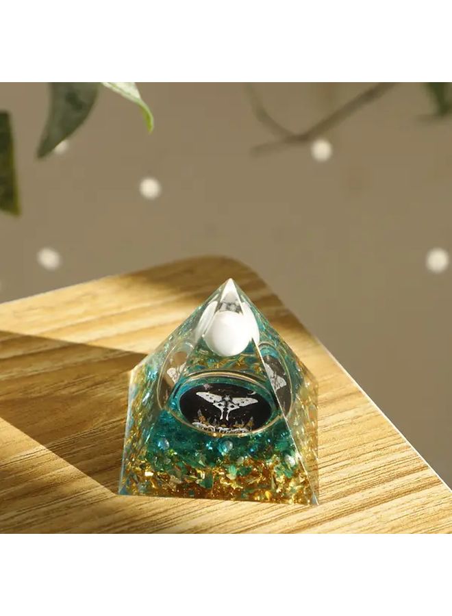 Model A Crystal Ball Resin Pyramid Home Decor Meditation Purple Red Butterfly - Image 4