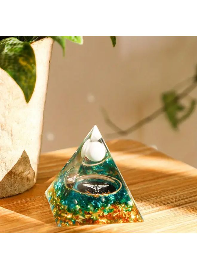 Model A Crystal Ball Resin Pyramid Home Decor Meditation Purple Red Butterfly - Image 1