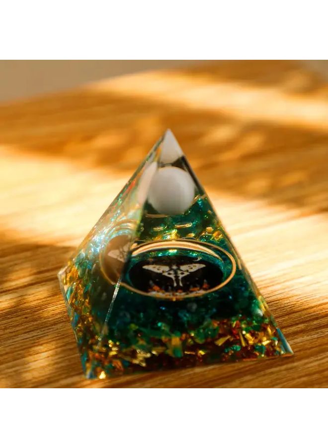Model A Crystal Ball Resin Pyramid Home Decor Meditation Purple Red Butterfly - Image 5