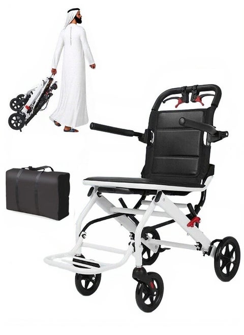 Super Lightweight 6.2 kg Portable Transport Wheelchair. Easy to Travel, User-Friendly Foldable, with Locking Hand Brakes, for Adults or Child up to 100kg Trolleys for Seniors Aircraft Travel