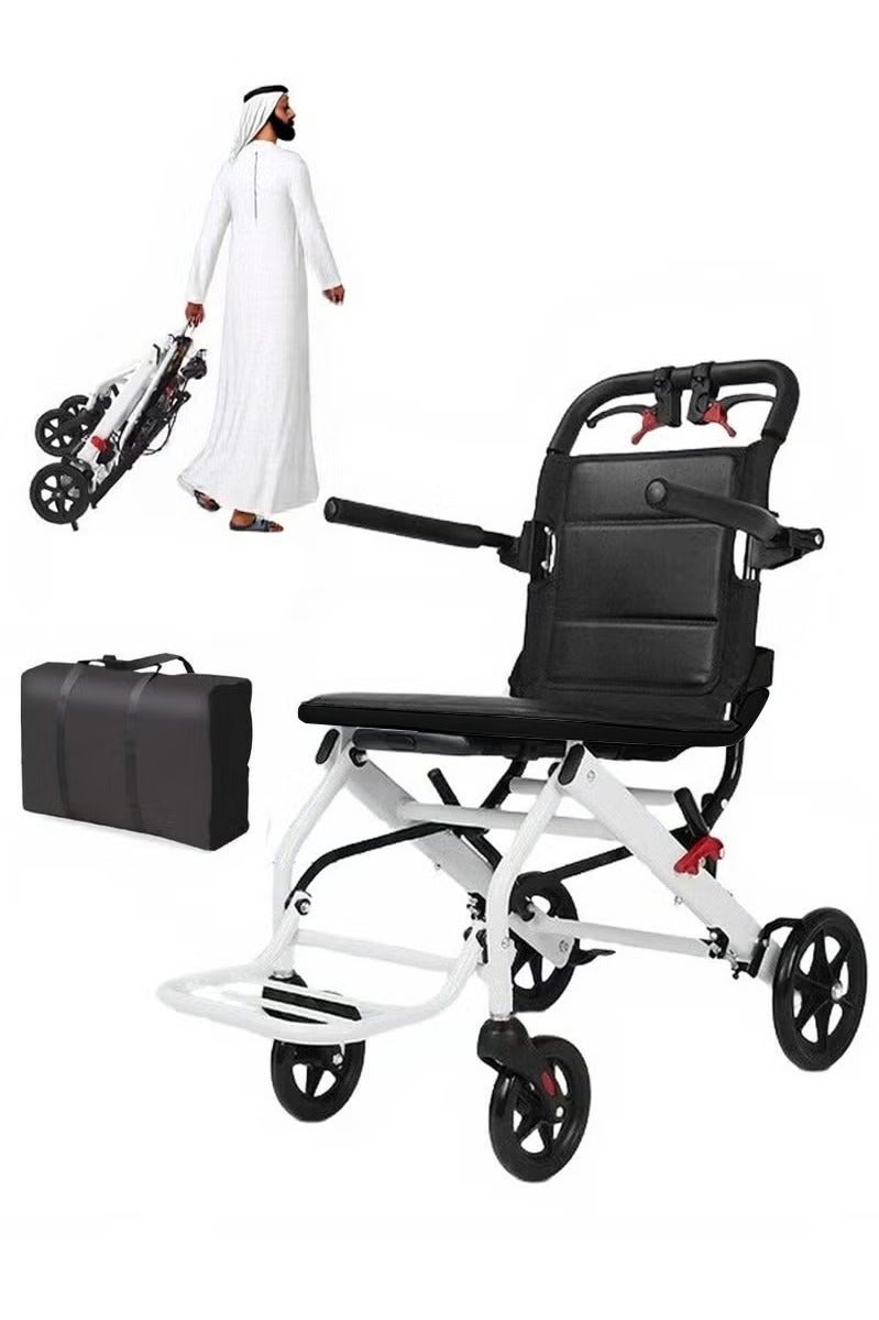 XiuWoo Super Lightweight 6.2 kg Portable Transport Wheelchair. Easy to Travel, User-Friendly Foldable, with Locking Hand Brakes, for Adults or Child up to 100kg Trolleys for Seniors Aircraft Travel - Image 1