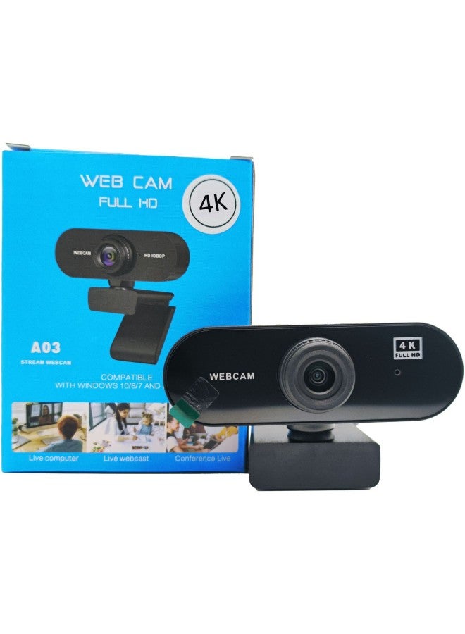 HD 1080P 4K Desktop Laptop Live Online Class Video Conference USB Camera Webcam-Color:A03-4K (Neutral English Packing) - Image 1