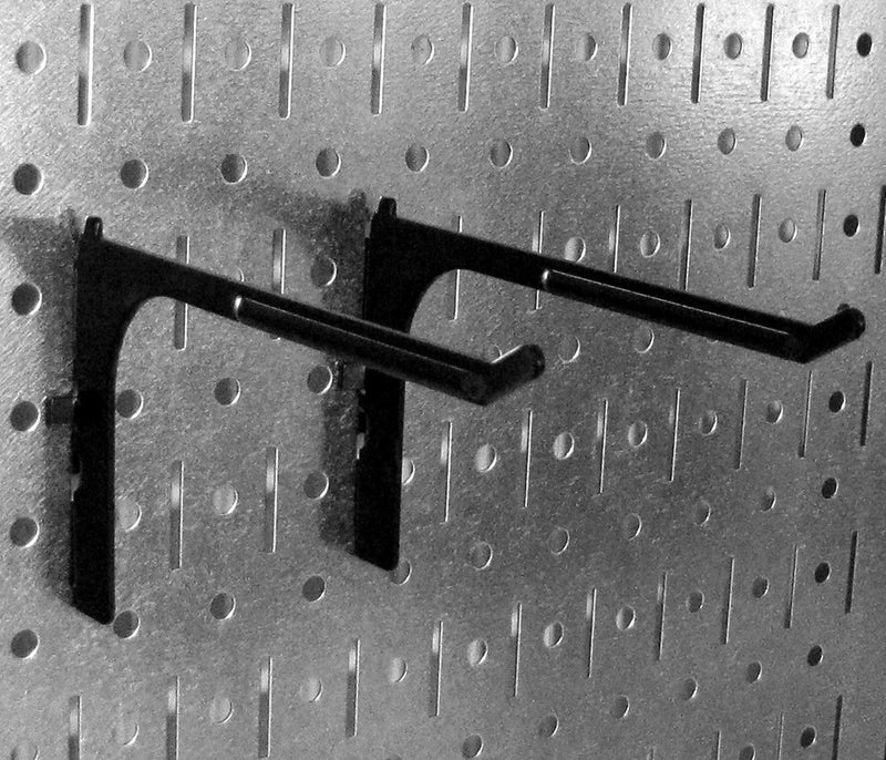 Wall Control 6in Reach Extended Hook Pair - Slotted Metal Pegboard Hooks Pegboard and Slotted Tool Board – Black - Image 2