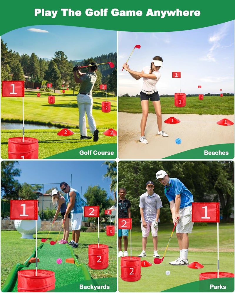 Hotwind Backyard Golf Game, Portable 6 Hole Outdoor Golf Course for Indoor & Outdoor Play, Yard Golf Practice Game Gifts for Family and Adults, Lawn Beach Yard Park Golfgame for Adults - No Clubs - Image 3