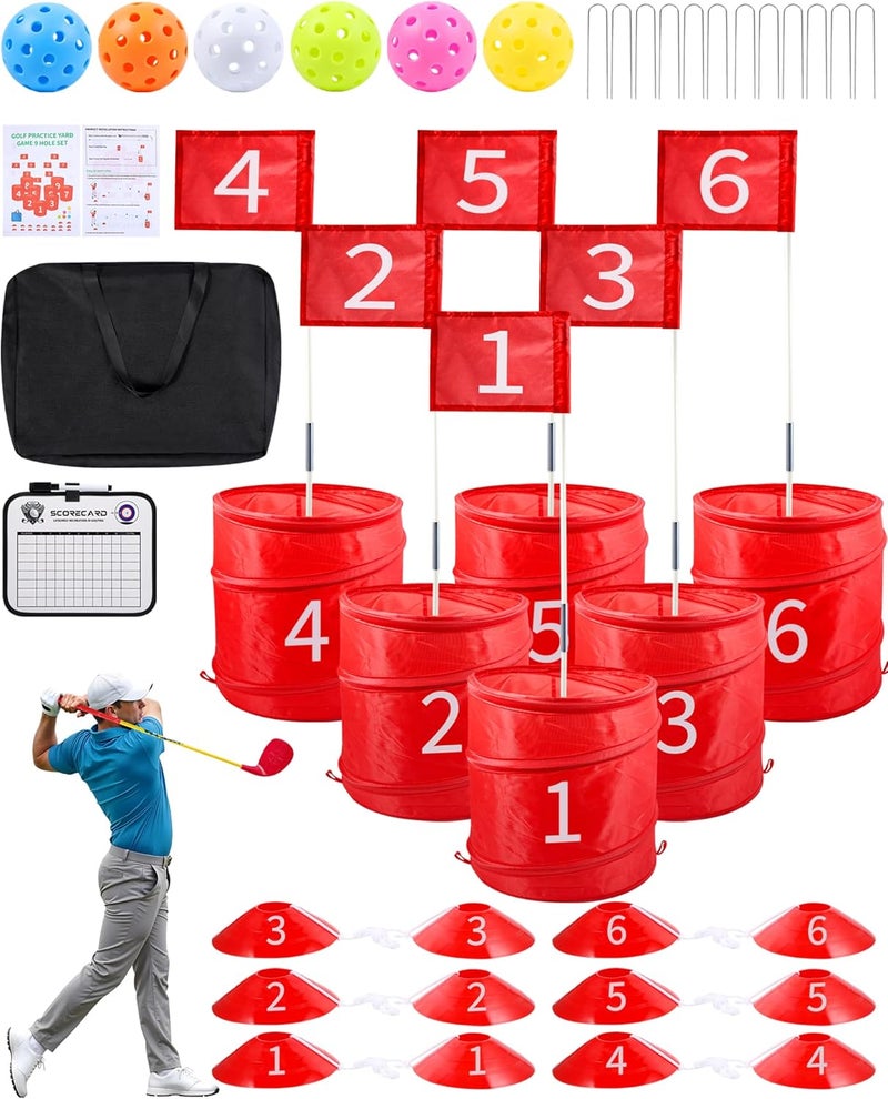 Hotwind Backyard Golf Game, Portable 6 Hole Outdoor Golf Course for Indoor & Outdoor Play, Yard Golf Practice Game Gifts for Family and Adults, Lawn Beach Yard Park Golfgame for Adults - No Clubs - Image 1
