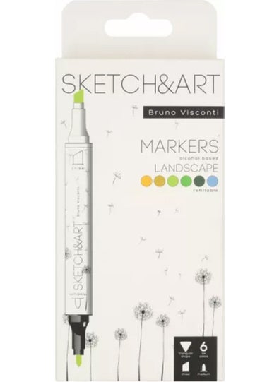 Visconti Sketch Art Double Sided Markers 6 Colors Landscape 22-0081/08