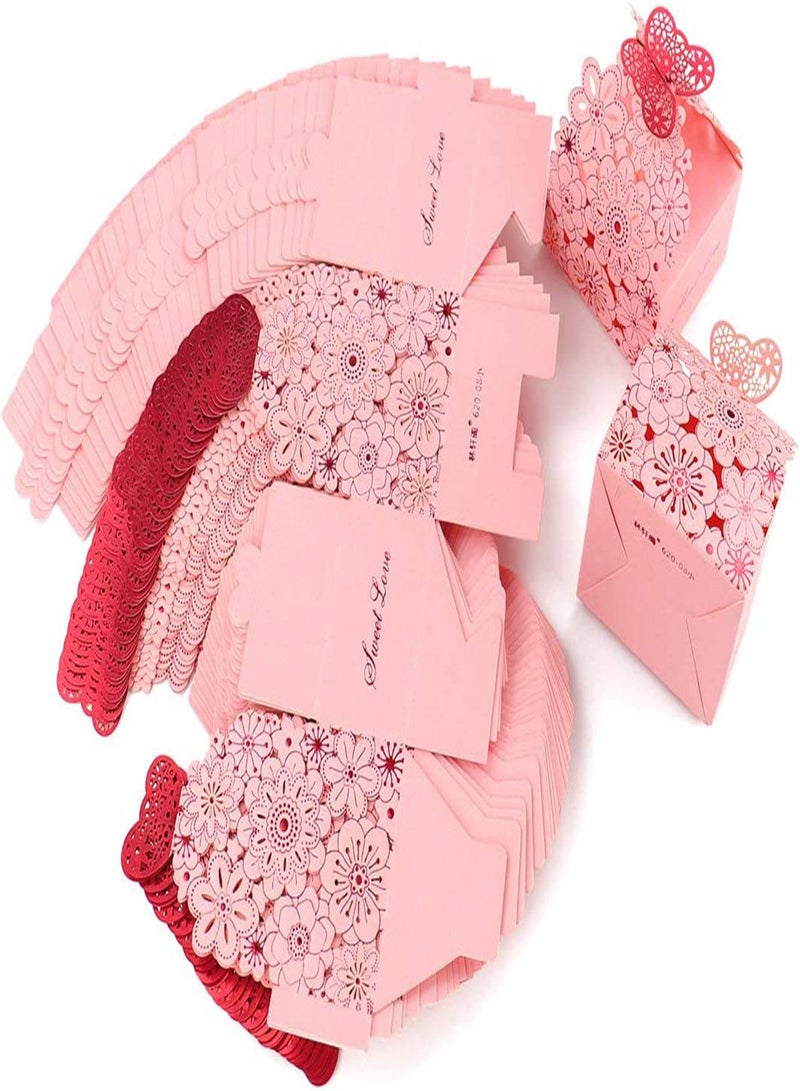 SYOSI Flower Butterfly Hollow Candy Box, 50Pcs Mini Cookie Gift Boxes Butterfly Party Decoration Wedding Favors Chocolate Box for Wedding Bridal Birthday Party Supplies, European Wedding Candy Box - Image 1