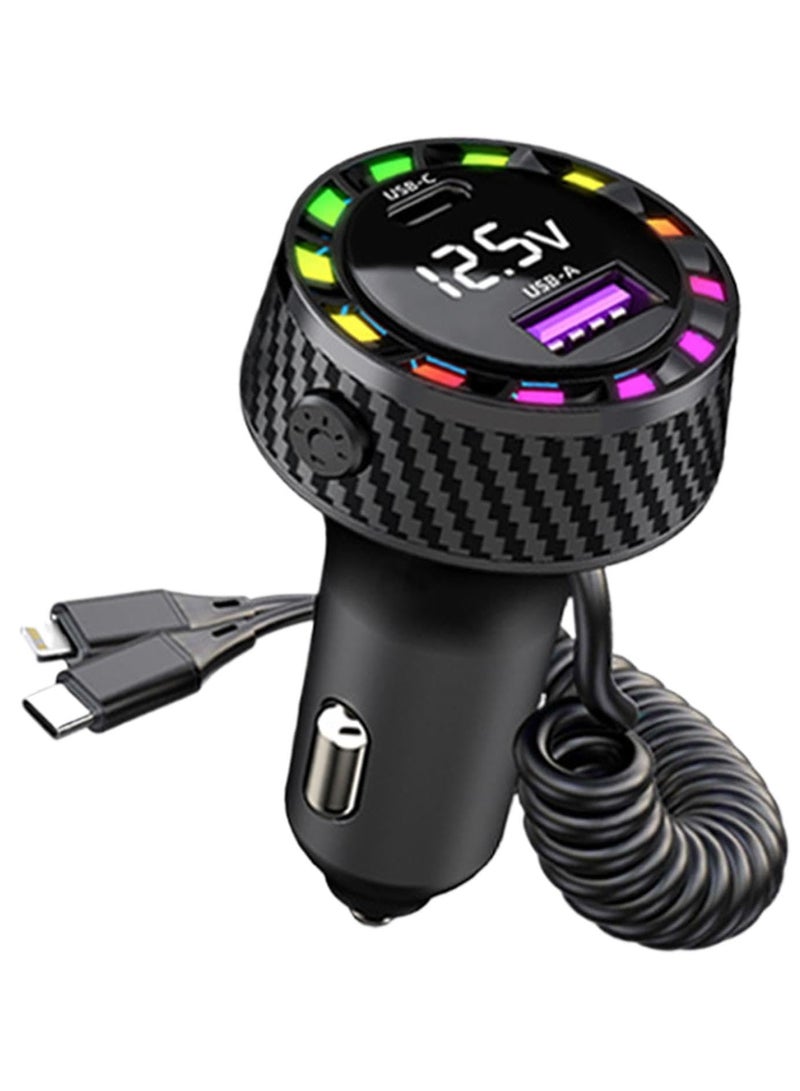 ELTRAZONE Car Phone Charger - Quick Charge 2-Port Car Charger Adapter with Stretchable Cable for Phones and Tablets - Universal Vehicle Charging Solution  - Image 1
