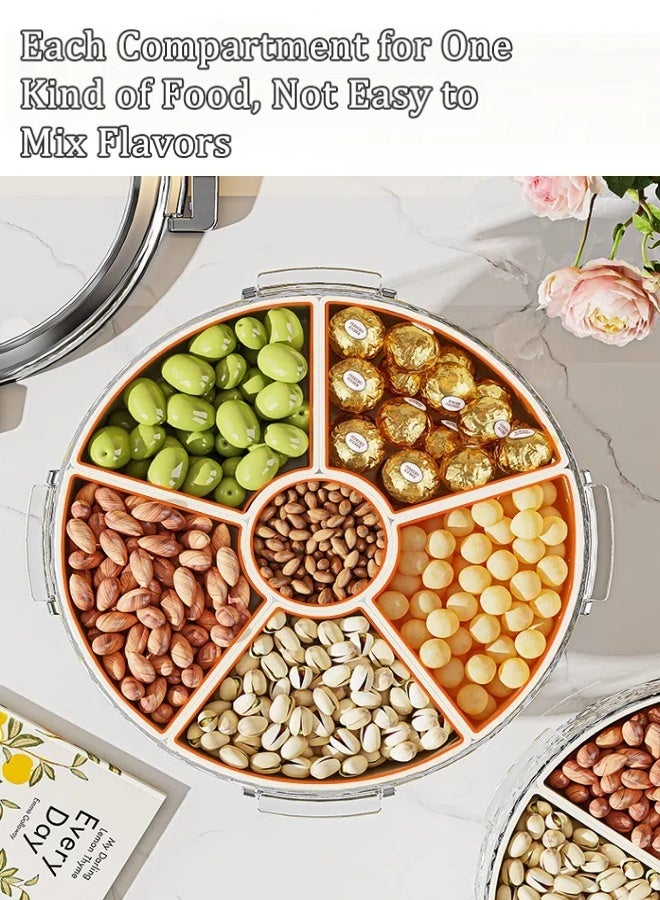 صينية تقديم مقسمة، صندوق تخزين وجبات خفيفة متعدد الوظائف، صندوق حلوى، صينية مكونة من 6 مقصورات، طبق قابل للإزالة للمطبخ المنزلي، صينية تقديم فاكهة مقسمة، صينية تقديم وجبات خفيفة مع غطاء، مناسبة للحفلات والنزهات والشاي بعد الظهر وما إلى ذلك - يمكنها حمل الفاكهة والمكسرات والوجبات الخفيفة وما إلى ذلك. - Image 3