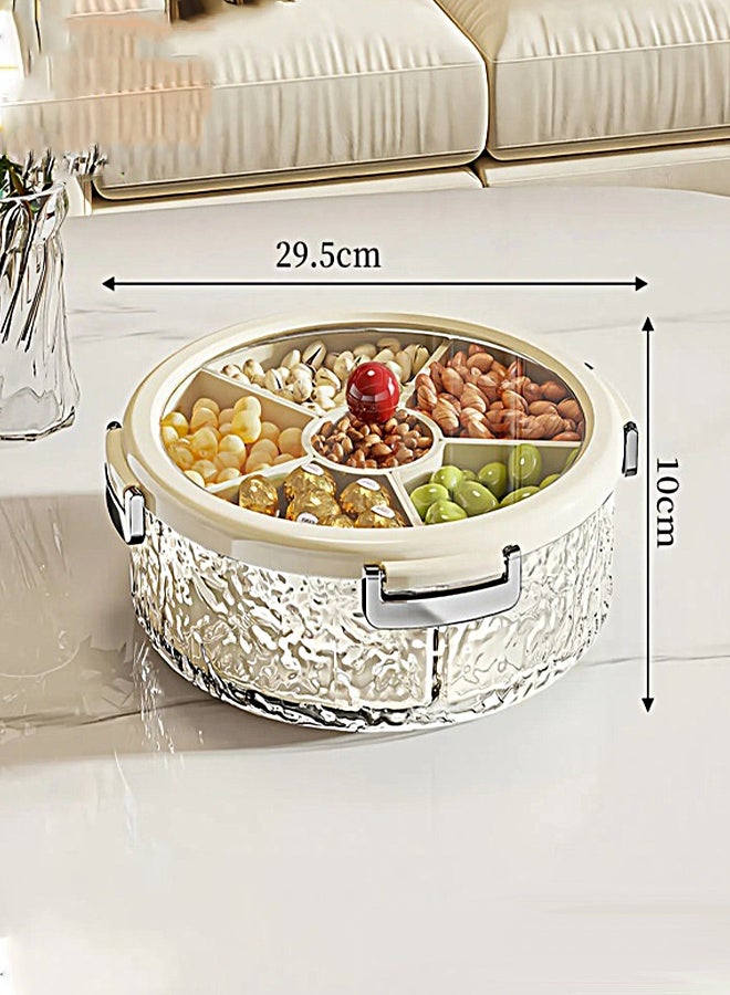 صينية تقديم مقسمة، صندوق تخزين وجبات خفيفة متعدد الوظائف، صندوق حلوى، صينية مكونة من 6 مقصورات، طبق قابل للإزالة للمطبخ المنزلي، صينية تقديم فاكهة مقسمة، صينية تقديم وجبات خفيفة مع غطاء، مناسبة للحفلات والنزهات والشاي بعد الظهر وما إلى ذلك - يمكنها حمل الفاكهة والمكسرات والوجبات الخفيفة وما إلى ذلك. - Image 2