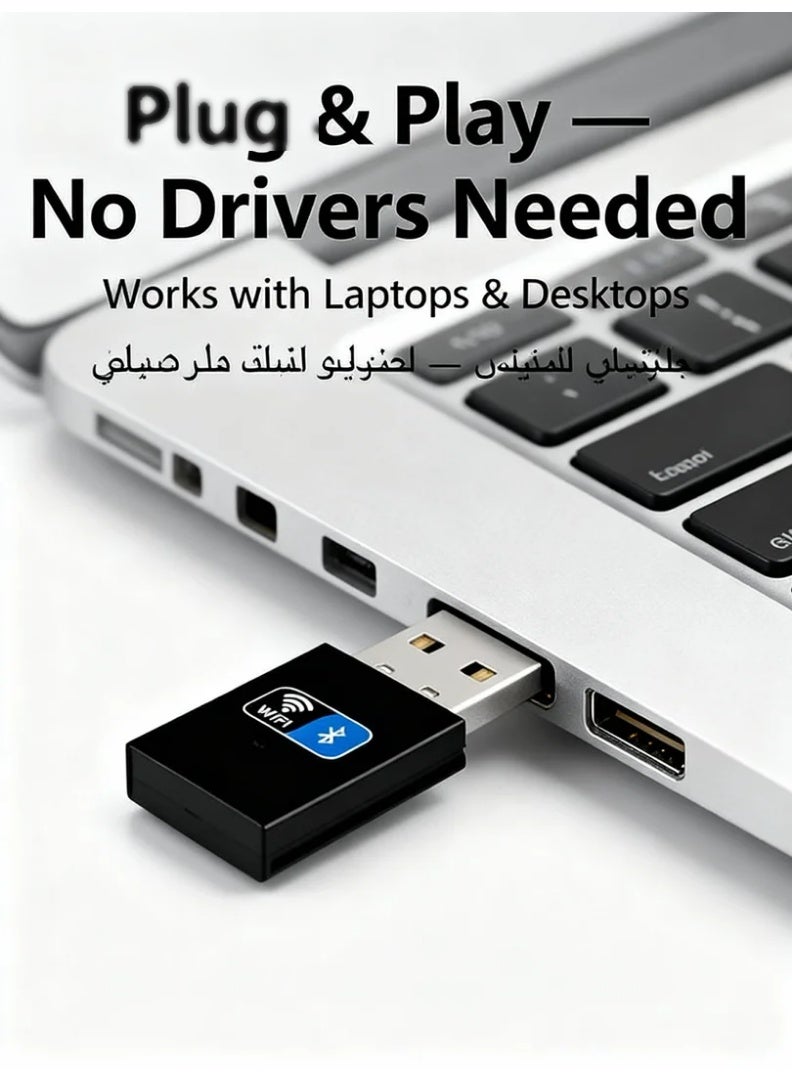 robotgcc 150M WiFi & Bluetooth 4.0 USB Adapter | 2-in-1 Wireless Receiver for PC & Laptop | Stable Internet + BT Connectivity for Keyboards, Mice, Speakers & Devices - Image 2