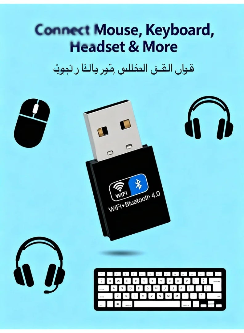 robotgcc 150M WiFi & Bluetooth 4.0 USB Adapter | 2-in-1 Wireless Receiver for PC & Laptop | Stable Internet + BT Connectivity for Keyboards, Mice, Speakers & Devices - Image 5