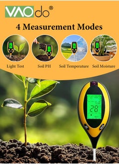 VAOdo 4-in-1 Soil Moisture Meter Digital PH Meter/Soil Moisture/Plant Temperature/Sunlight Intensity Backlight LCD Display Soil Test Meter for Garden Lawn Plant Care Farm and Indoor Outdoor Plants  - Image 2