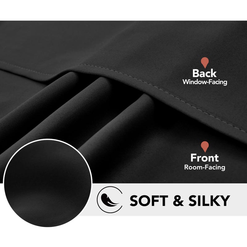 Deconovo Blackout Curtains for Bedroom  Thermal Insulated Room Darkening Window Drapes  Energy Efficient Grommet Curtains Black 55Wx78L in 2 Panels - Image 5