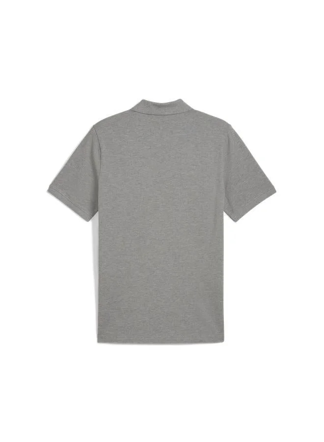 Puma medium gray heather Essential Logo Pique Polo for Men | Best Price UAE