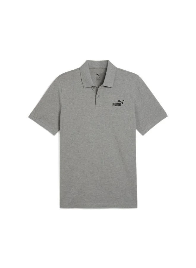 Puma medium gray heather Essential Logo Pique Polo for Men | Best Price UAE