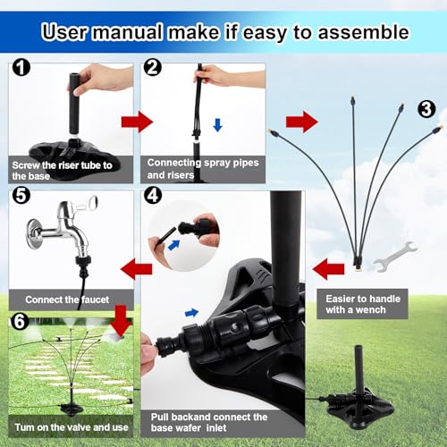 VIHOSE 1 Set Standing Misters for Outside Patio, Portable Stand Misting System for Cooling Outdoor 26.2 Ft Stand Misting Line for Patio Cooling, Backyard, Porch, Water Playing, Pet Cooling - Image 5