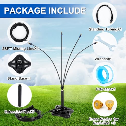 VIHOSE 1 Set Standing Misters for Outside Patio, Portable Stand Misting System for Cooling Outdoor 26.2 Ft Stand Misting Line for Patio Cooling, Backyard, Porch, Water Playing, Pet Cooling - Image 4