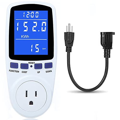 MECHEER Upgraded Watt Meter Power Meter Plug Home Electricity Usage Monitor, Electrical Usage Monitor Consumption, Energy Voltage Amps Kill Meter with Backlight, Overload Protection, 7 Modes Display-With Cord - Image 1