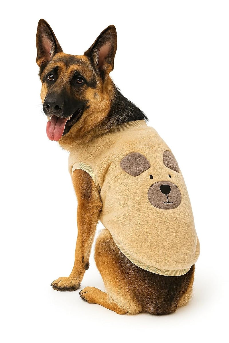 PawCloud Ultra Warm Dog Sweatshirt Teddy Print | Soft Polyester Fur Winter Wear for Pets | Lightweight, Cozy, Machine Washable Dog Winter Clothing | Off White - 5XL - 28 inch - Image 1