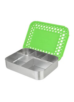 LunchBots LunchBots Large Cinco Stainless Steel Lunch Container - Five Section Design Holds a Variety of Foods - Metal Bento Box - Dishwasher Safe - Stainless Lid - Green Dots  - Image 1