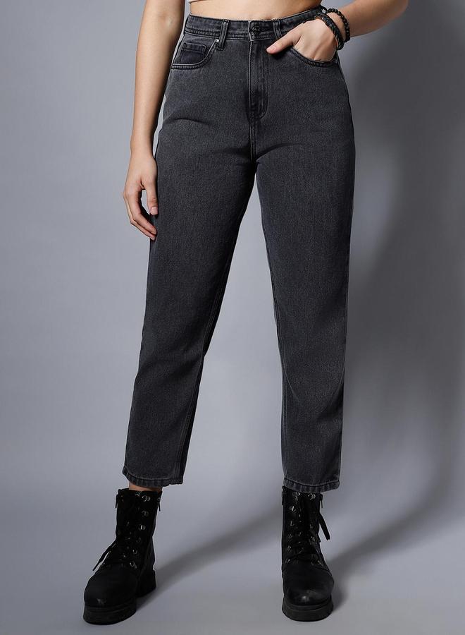 هاي ستار جينز بخصر عالي بقصة مام فيت - Image 2