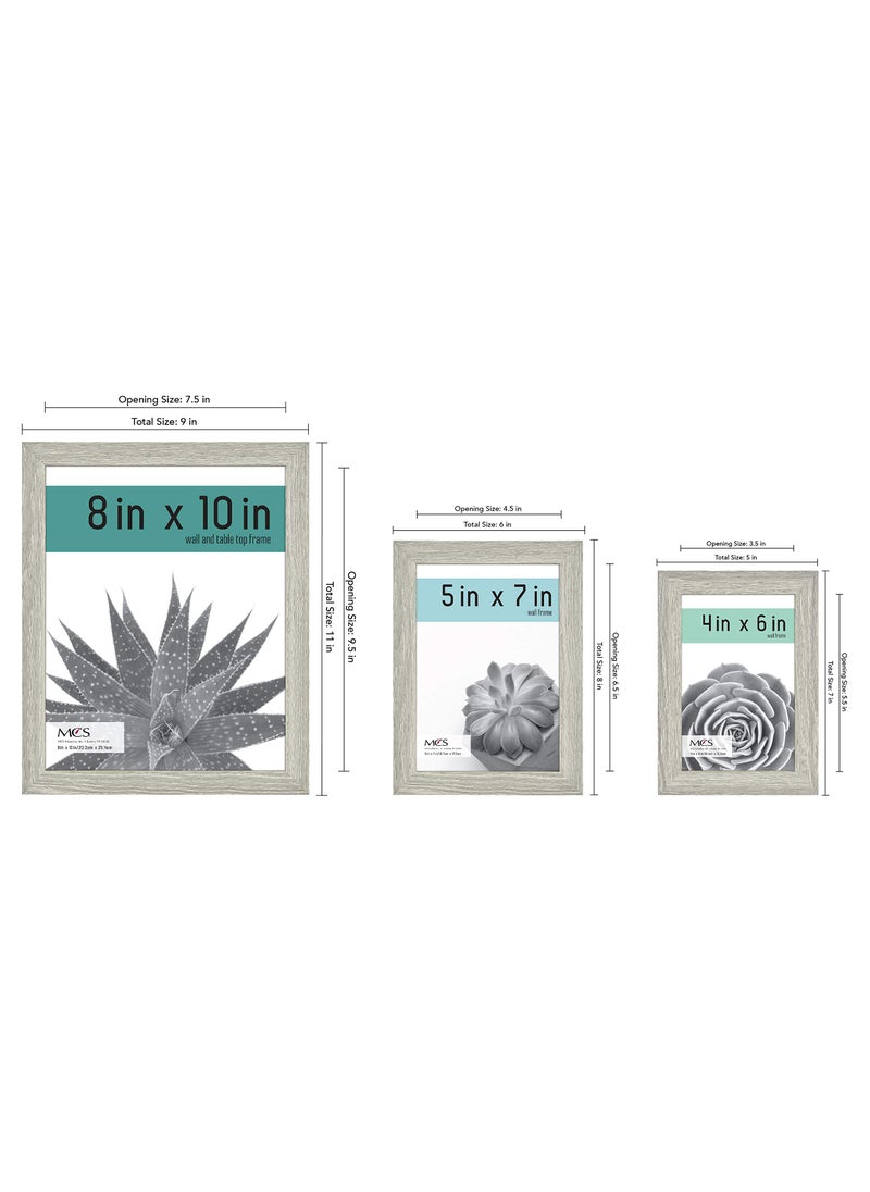 MCS MCS Gallery Essential Picture Frames  Photo Gallery Wall Frame Set with 4 x 6 Inch  5 x 7 Inch  and 8 x 10 Inch Frames  Gray Woodgrain  10 Piece  - Image 4