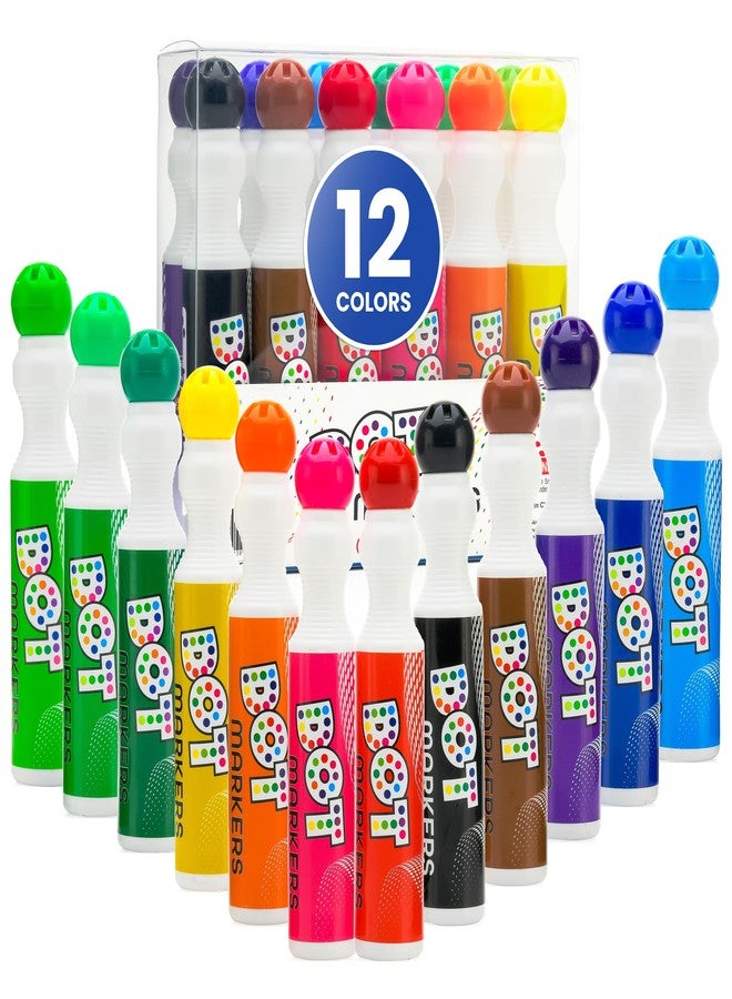 PLAYKIDIZ Darice Washable Dot Markers for Toddlers, 12 Colors (40ml 1.35oz) Paint Marker Dot Art Set, Water Based Non-Toxic Bingo Daubers for Kids - Image 1