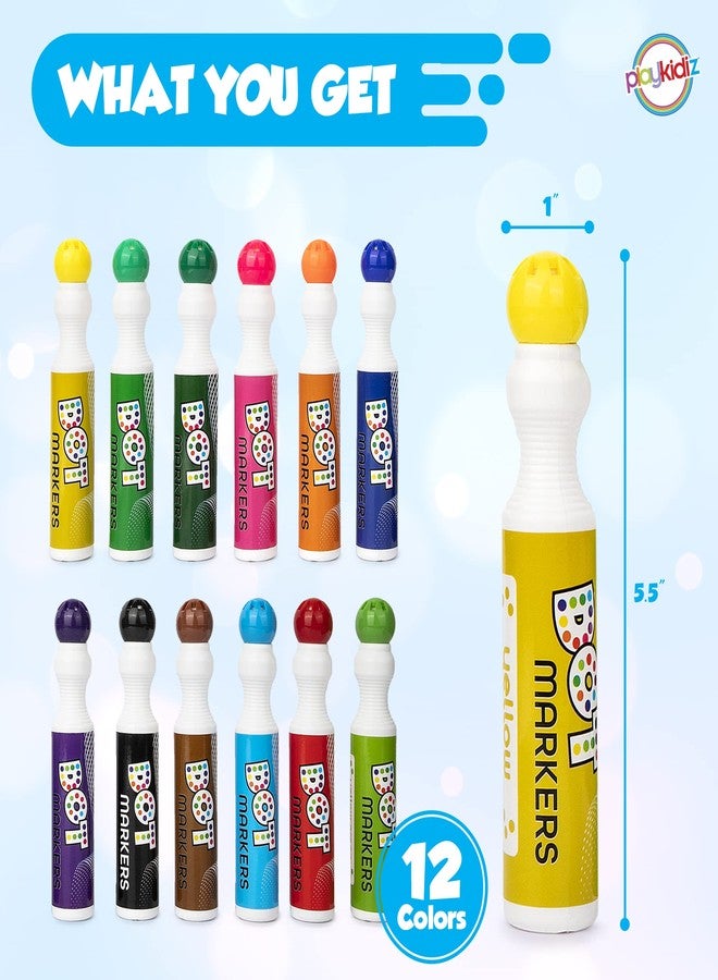 PLAYKIDIZ Darice Washable Dot Markers for Toddlers, 12 Colors (40ml 1.35oz) Paint Marker Dot Art Set, Water Based Non-Toxic Bingo Daubers for Kids - Image 5